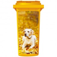 Labrador Dog Lying In The Leaves Wheelie Bin Sticker Panel